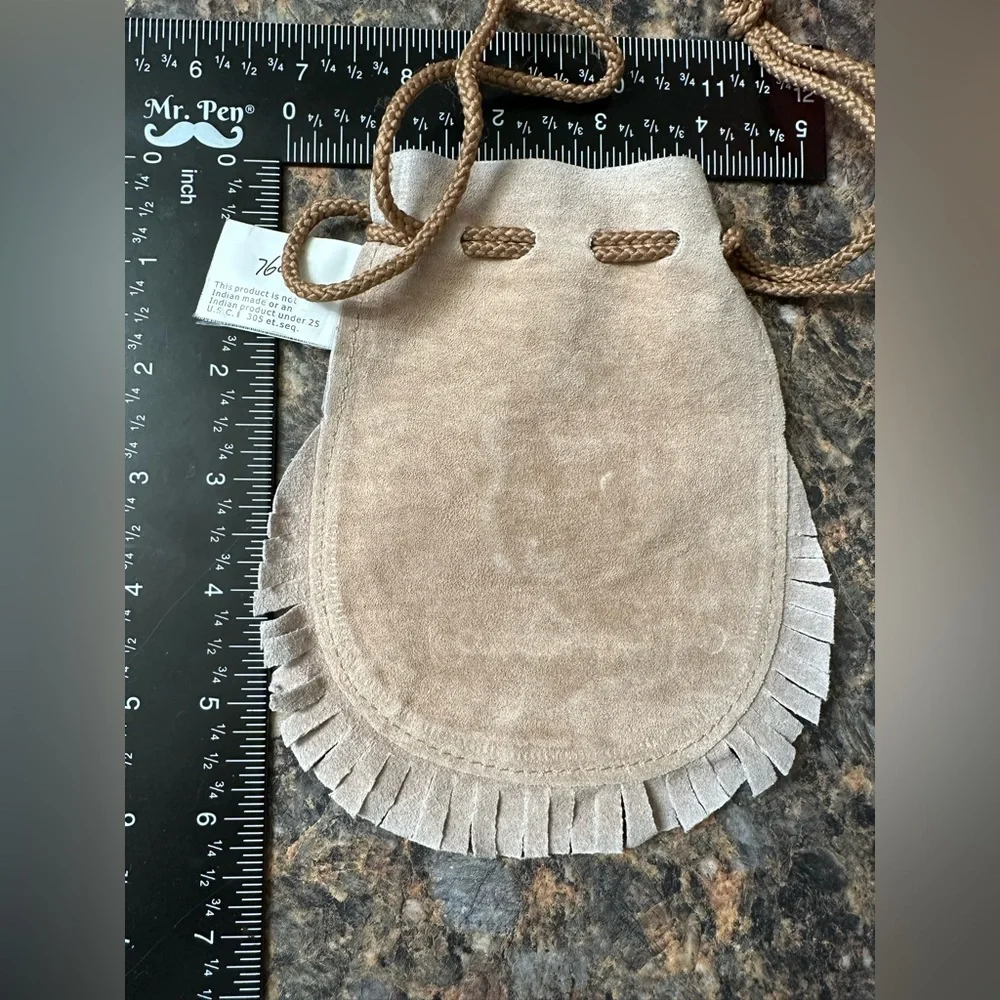 New Mexico mini leather drawstring coin bag